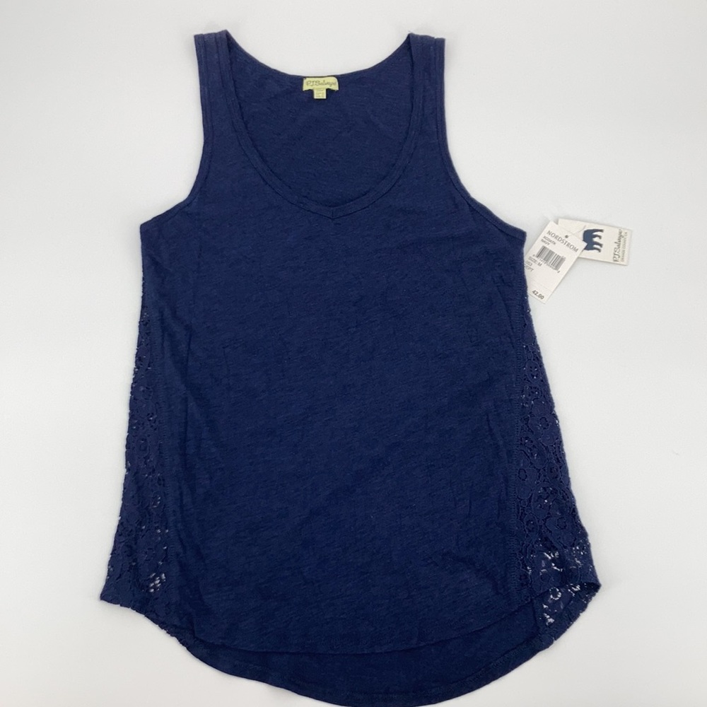 PJ Salvage Navy Lace Inset Tank Top NWT